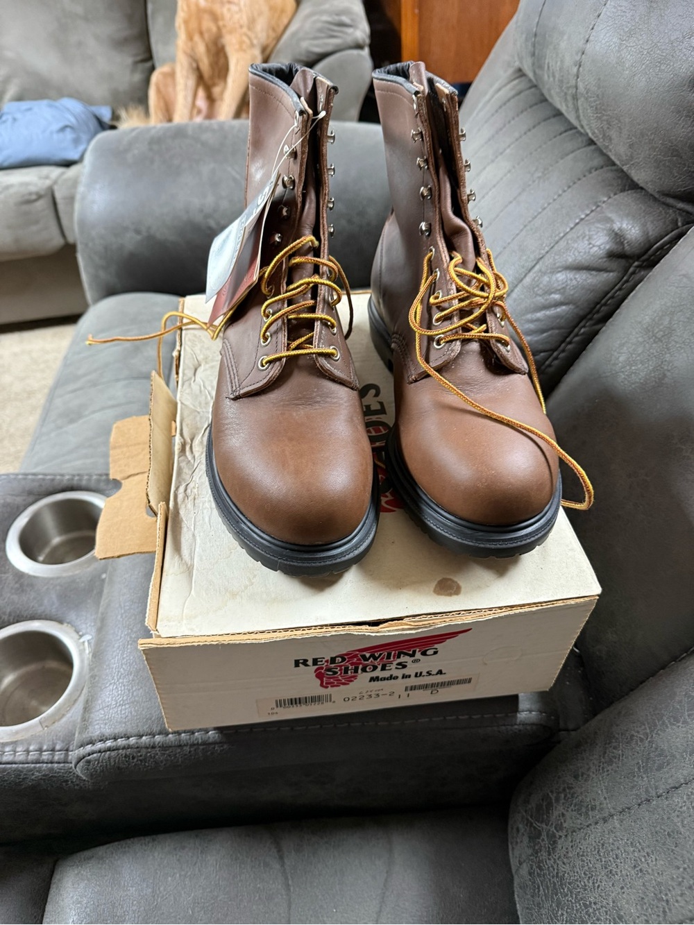 Red Wing Shoes Brown Leather Lace-Up Work Boots